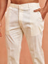 Men's Beige Jacquard Sherwani Pyjama Dupatta Set